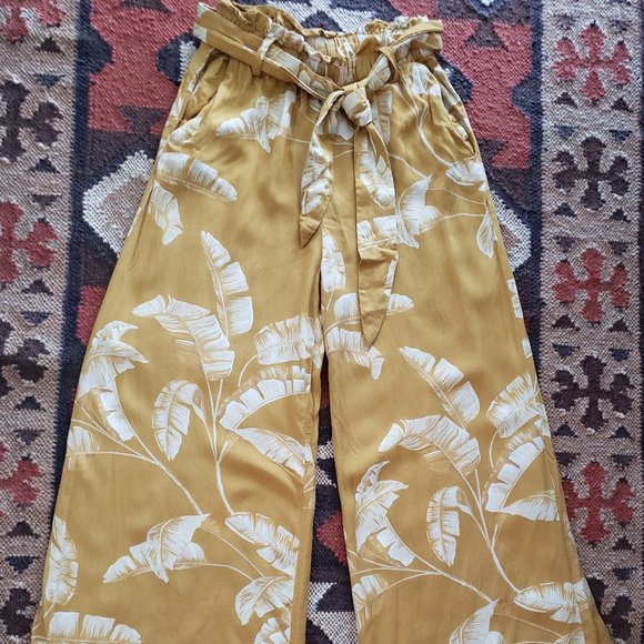 H&M WIDE LEG TROUSERS PALM PRINT CULOTTES - Picture 5 of 6